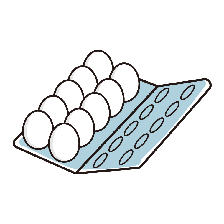 卵（たまご）パックのイラスト【色あり、背景なし】透過PNG