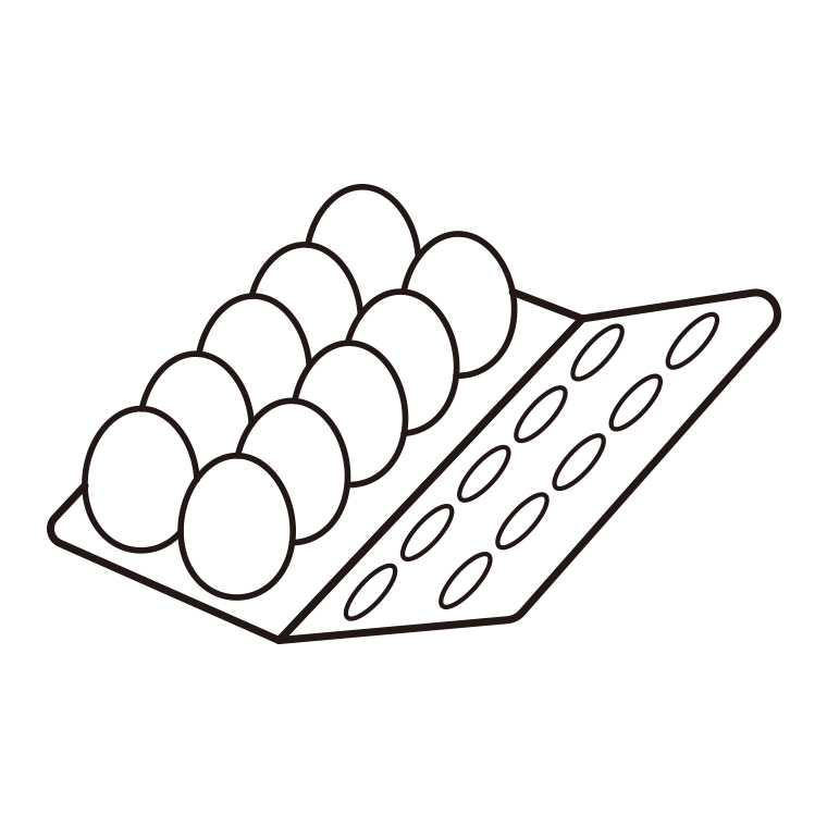 卵（たまご）パックのイラスト【線のみ】透過PNG