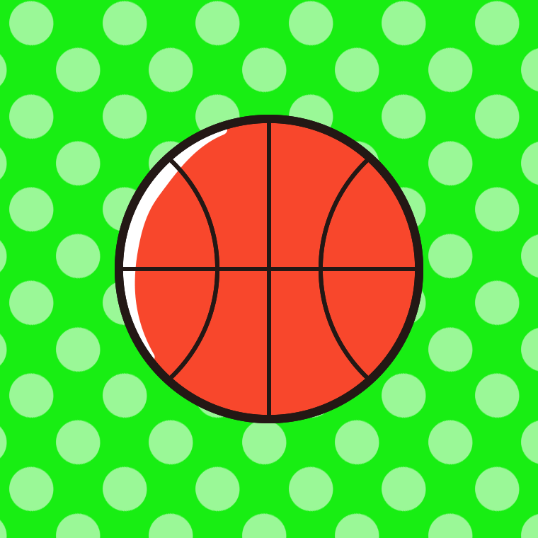 バスケットボールのイラスト【色、背景あり】PNG