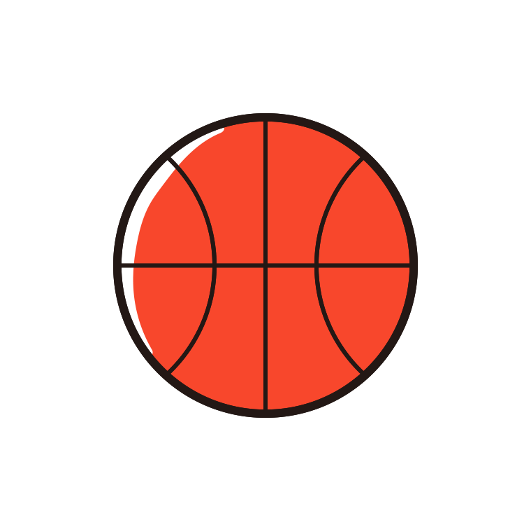バスケットボールのイラスト【色あり、背景なし】透過PNG