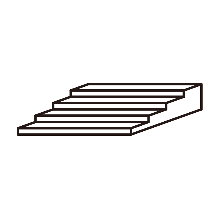 階段のイラスト【線のみ】透過PNG