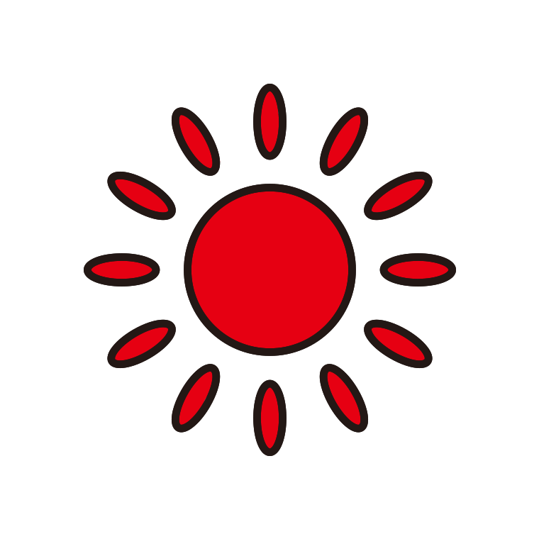 太陽（晴れ）のイラスト【色あり、背景なし】透過PNG