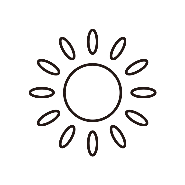 太陽（晴れ）のイラスト【線のみ】透過PNG