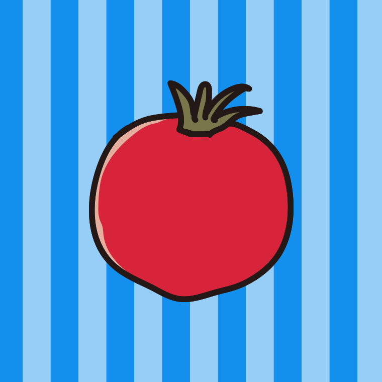 トマトのイラスト【色、背景あり】PNG