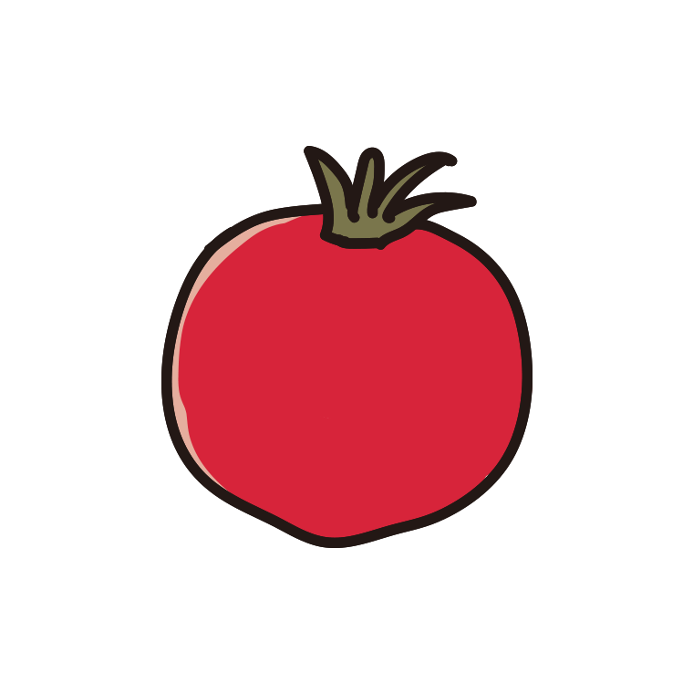 トマトのイラスト【色あり、背景なし】透過PNG