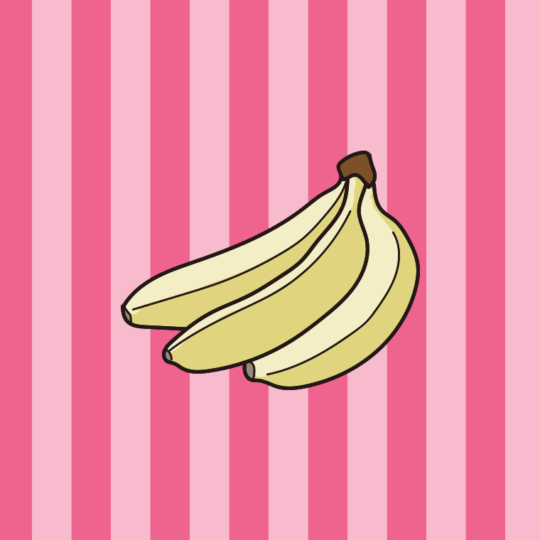バナナのイラスト【色、背景あり】PNG