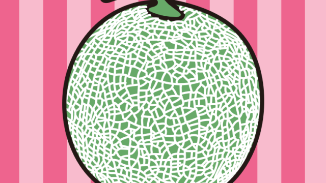 メロンのイラスト【色、背景あり】PNG