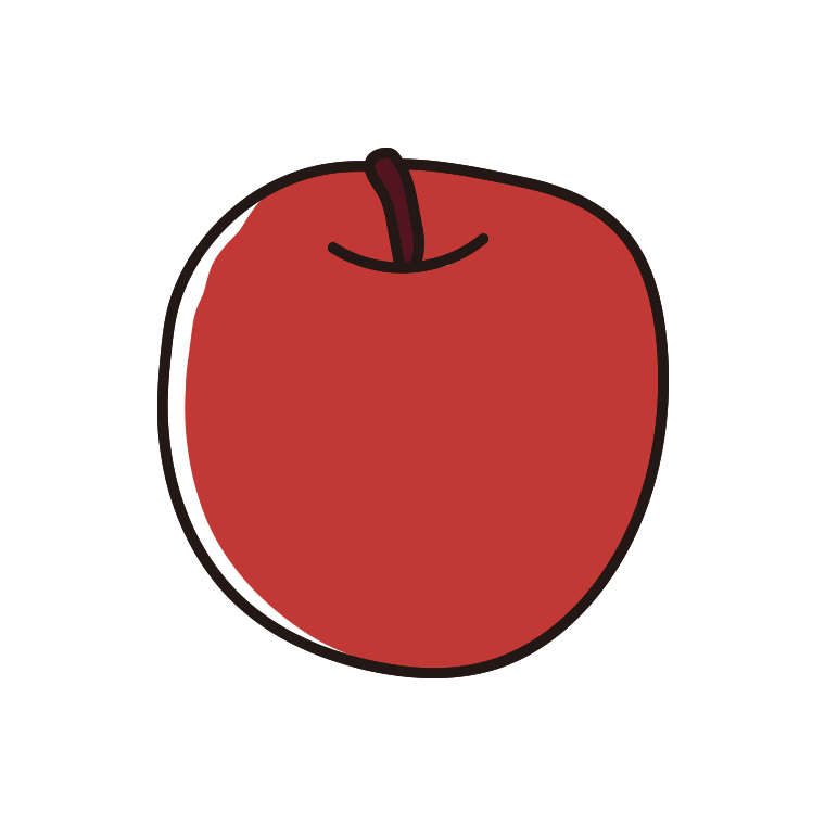 りんごのイラスト【色あり、背景なし】透過PNG
