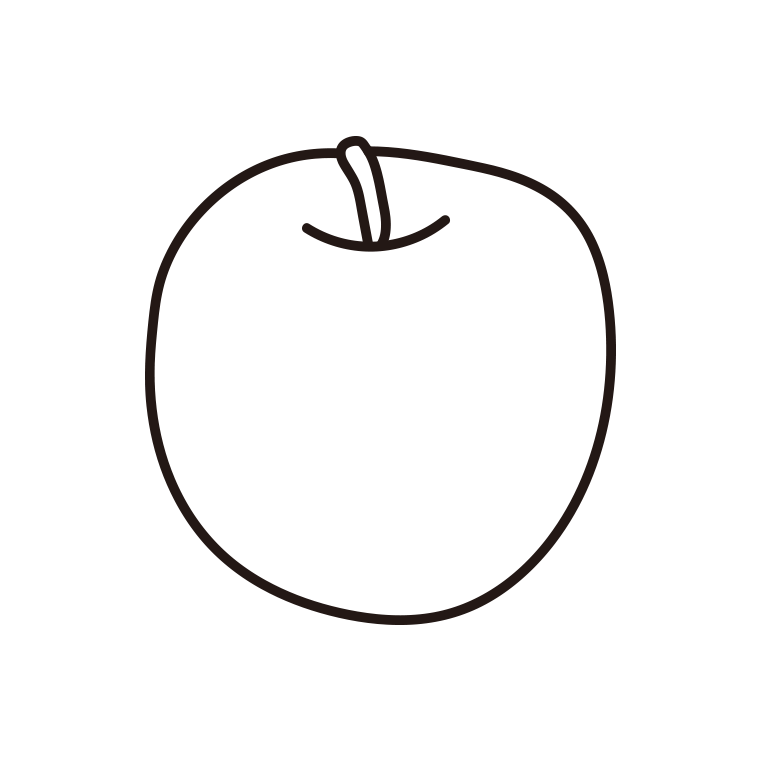 りんごのイラスト【線のみ】透過PNG