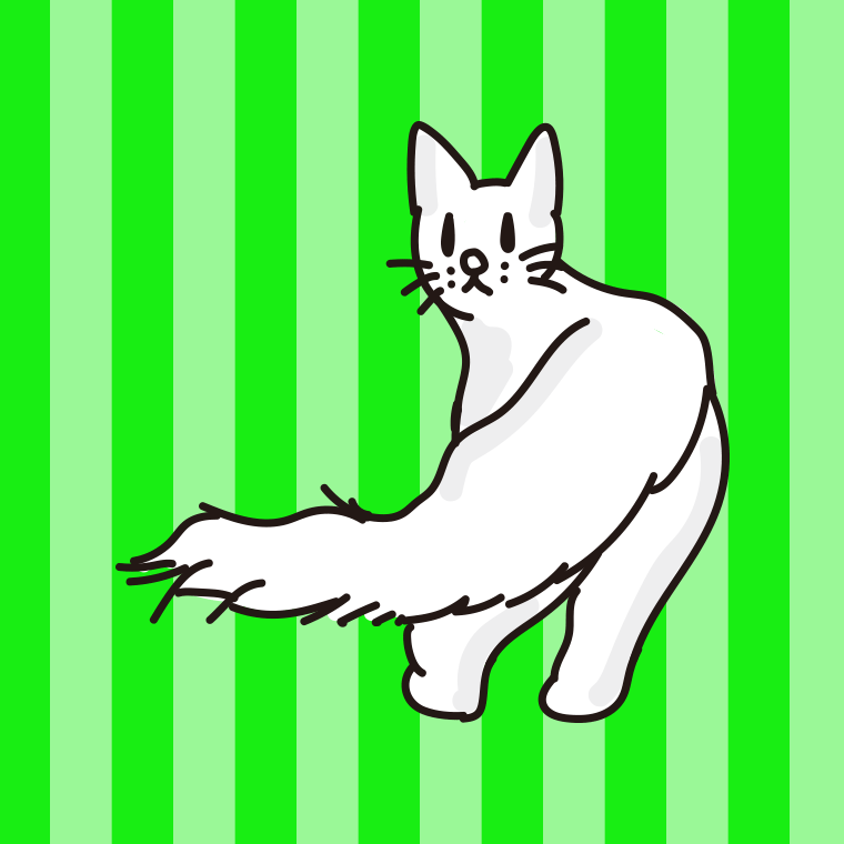 猫（ターキッシュアンゴラ）のイラスト【色、背景あり】PNG