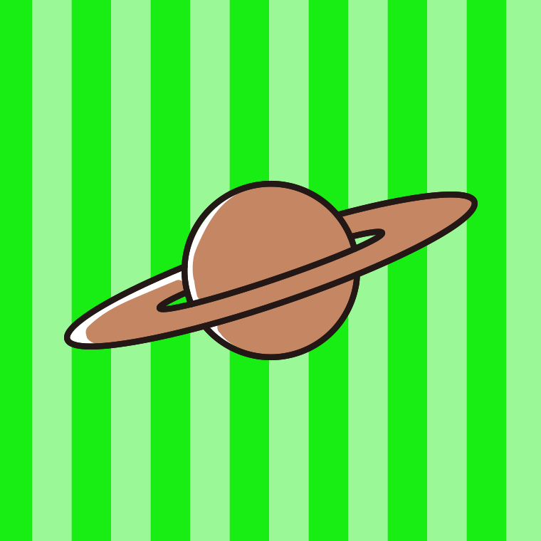 土星のイラスト【色、背景あり】PNG