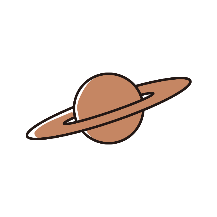 土星のイラスト【色あり、背景なし】透過PNG