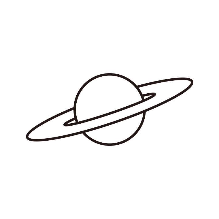 土星のイラスト【線のみ】透過PNG