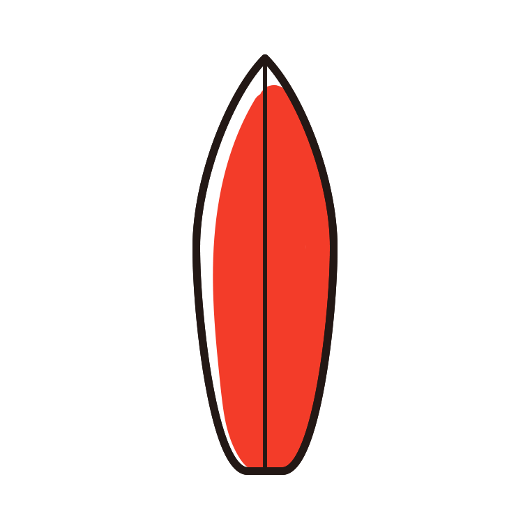 サーフボードのイラスト【色あり、背景なし】透過PNG