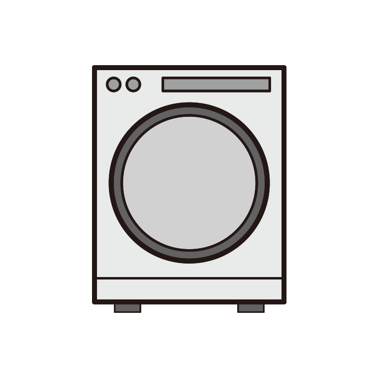 ドラム式洗濯機のイラスト【色あり、背景なし】透過PNG