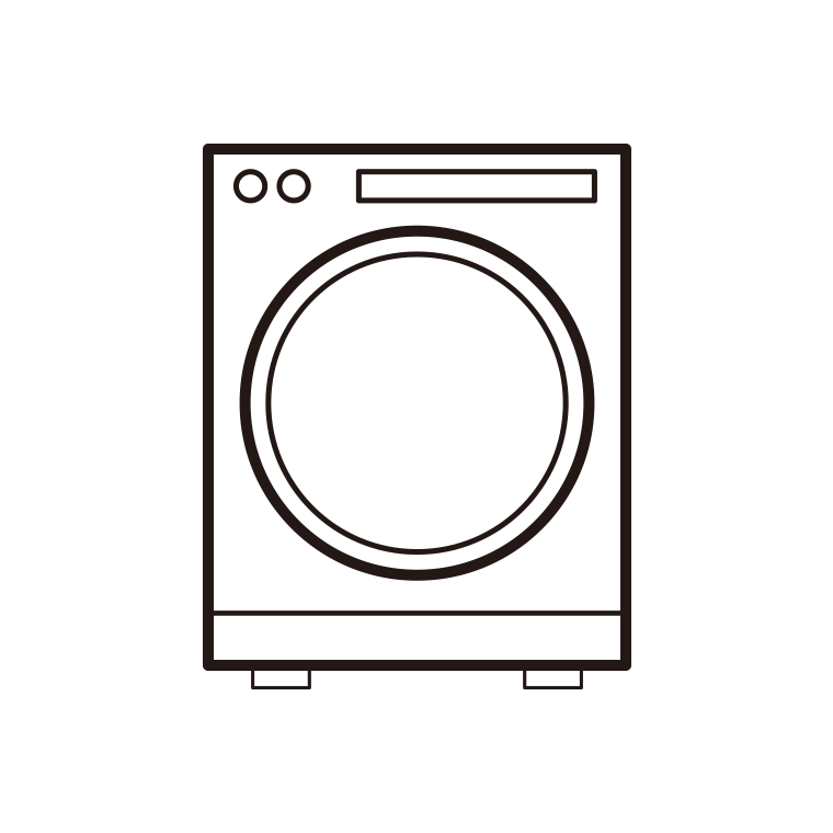 ドラム式洗濯機のイラスト【線のみ】透過PNG