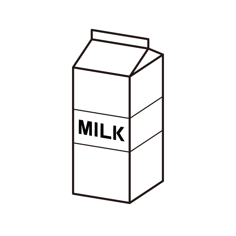 牛乳パックのイラスト【線のみ】透過PNG