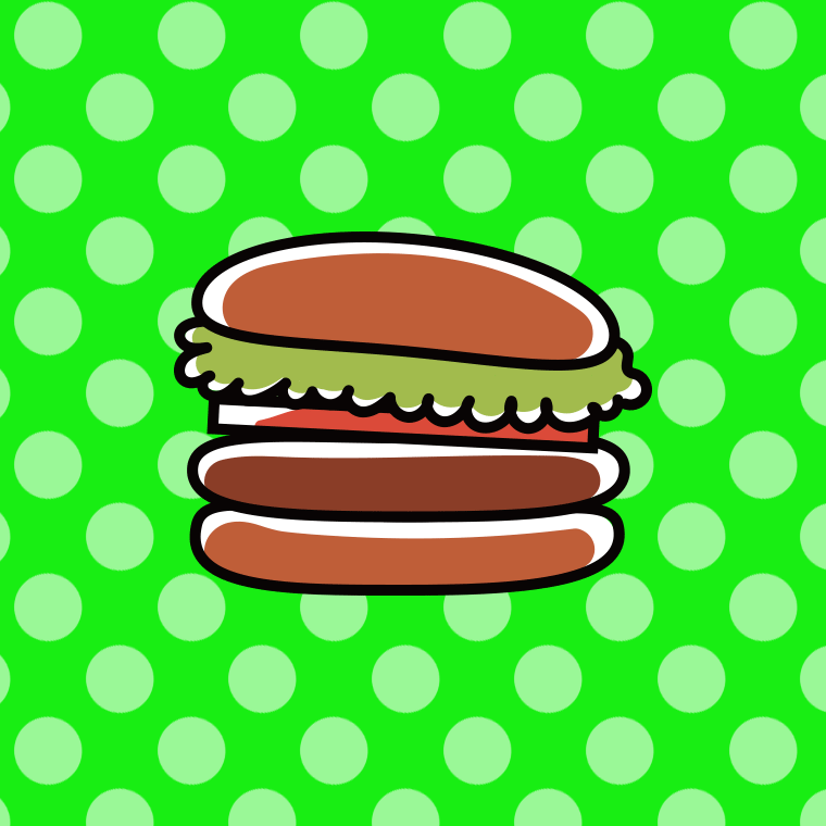 ハンバーガーのイラスト【色、背景あり】PNG