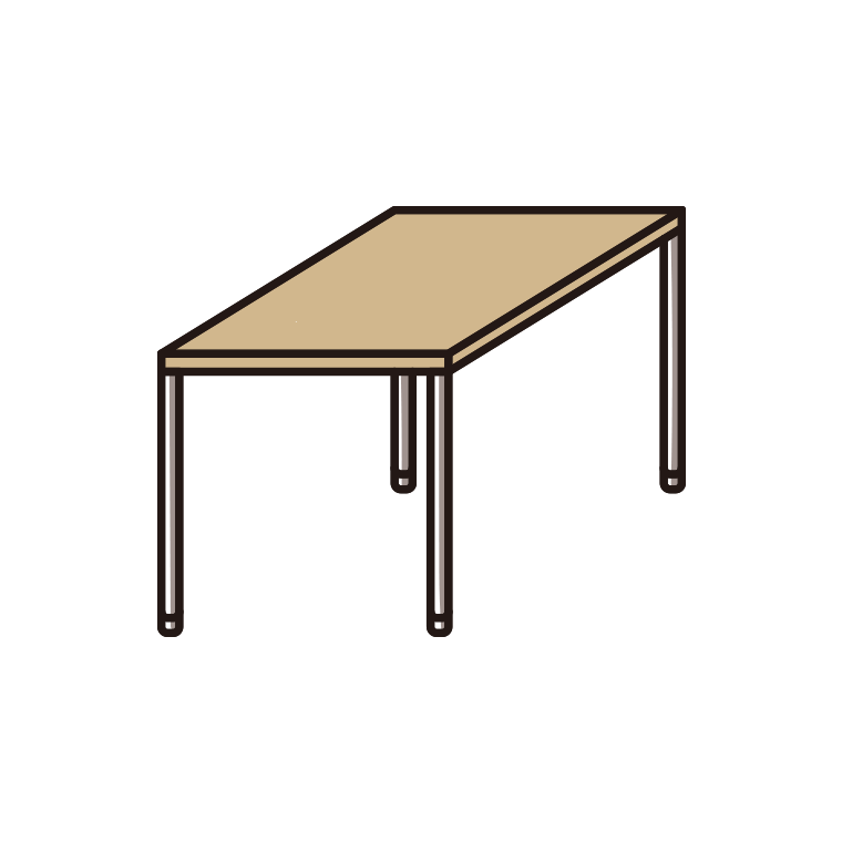 机・テーブルのイラスト【色あり、背景なし】透過PNG