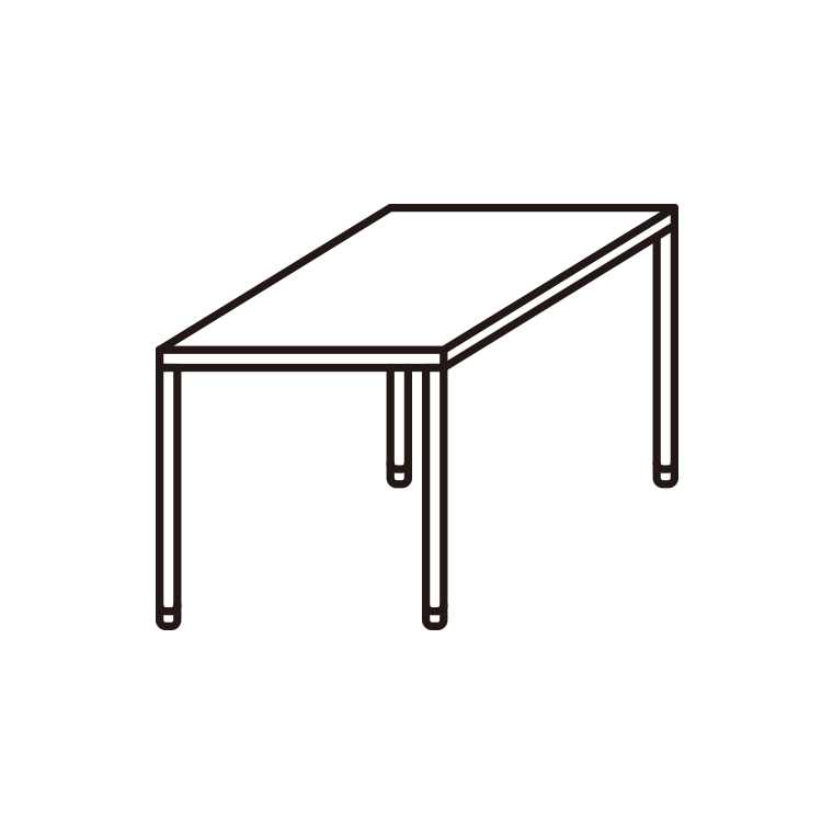 机・テーブルのイラスト【線のみ】透過PNG