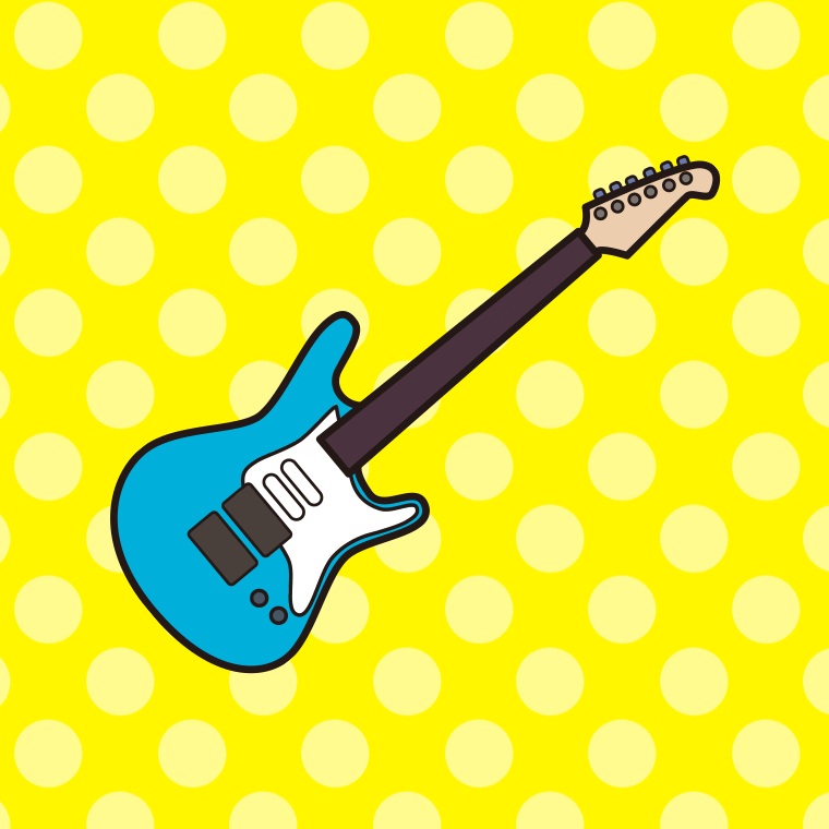 エレキギターのイラスト【色、背景あり】PNG