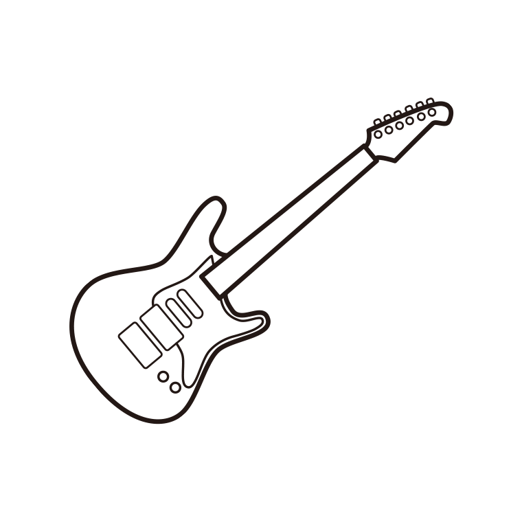 エレキギターのイラスト【線のみ】透過PNG