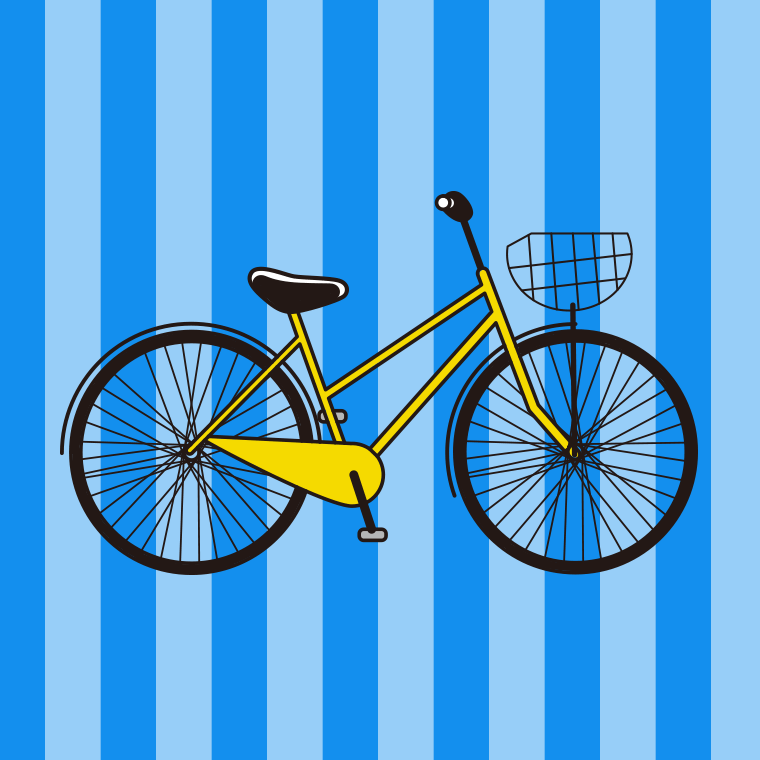 自転車のイラスト【色、背景あり】PNG