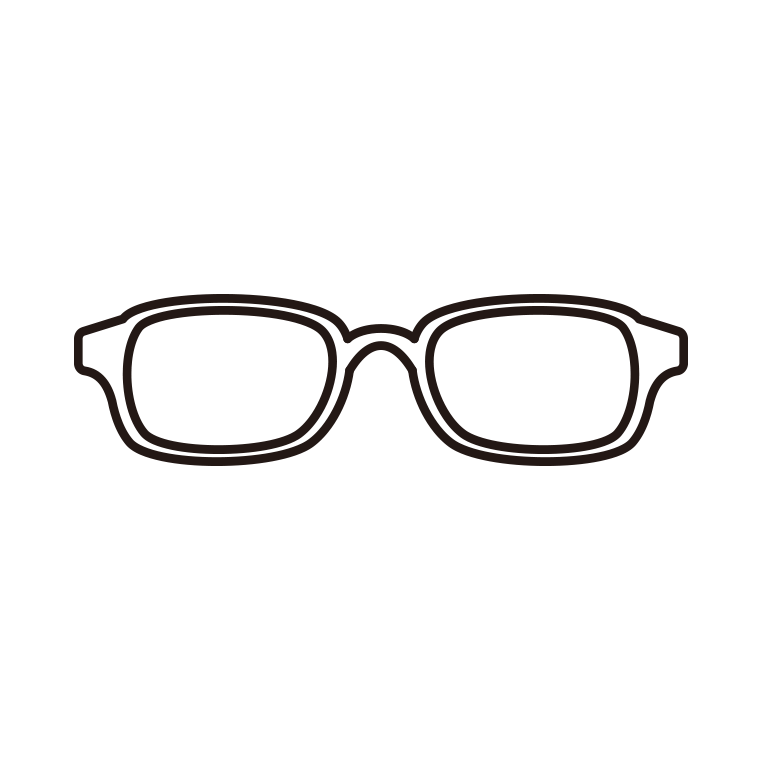 眼鏡（メガネ）のイラスト【線のみ】透過PNG