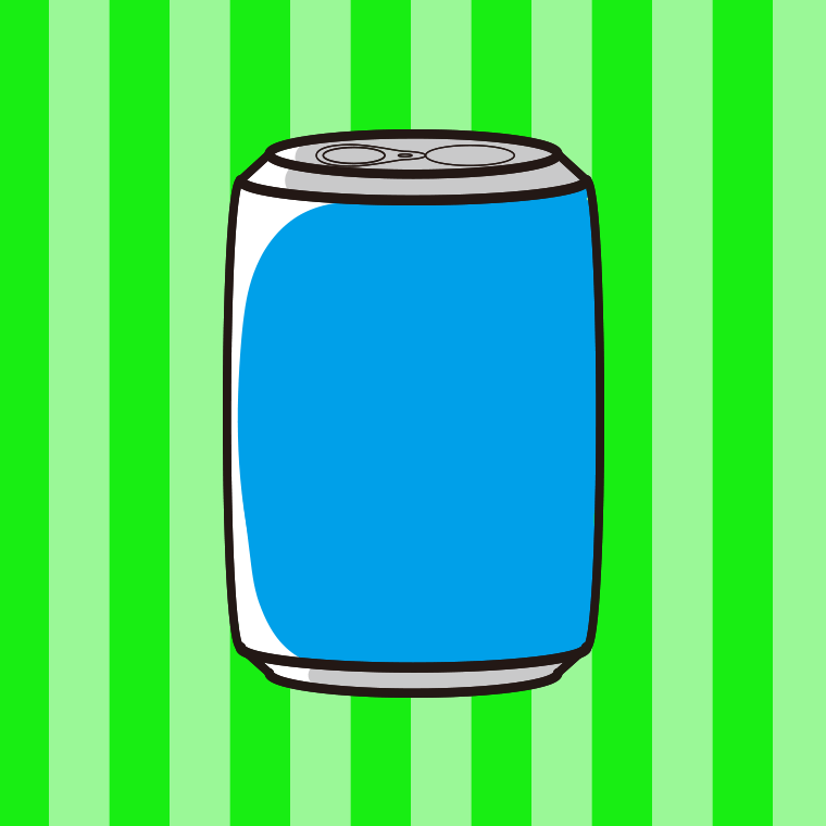 缶ジュース・アルミ缶のイラスト【色、背景あり】PNG