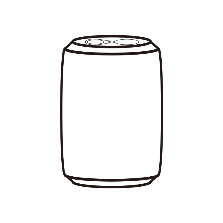 缶ジュース・アルミ缶のイラスト【線のみ】透過PNG