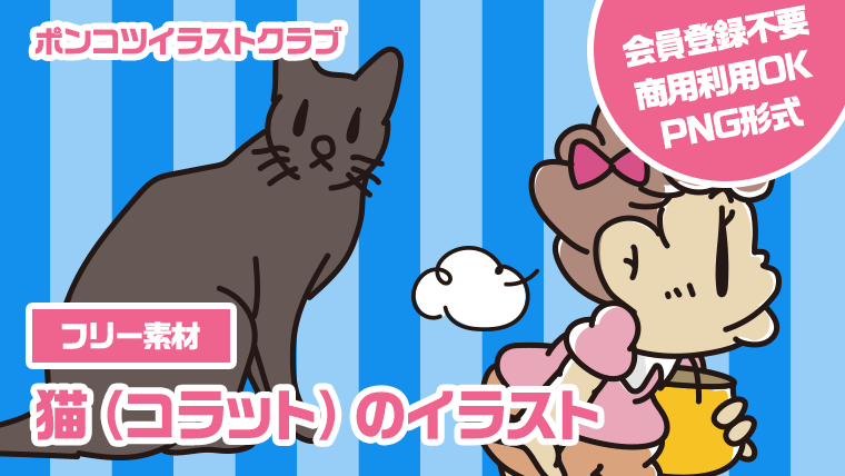 【フリー素材】猫（コラット）のイラスト