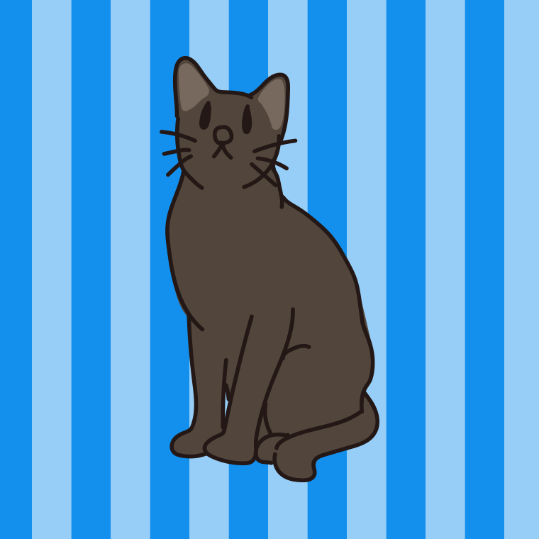 猫（ハバナブラウン）のイラスト【色、背景あり】PNG