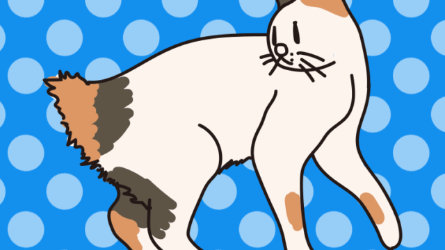 猫（ジャパニーズボブテイル）のイラスト【色、背景あり】PNG