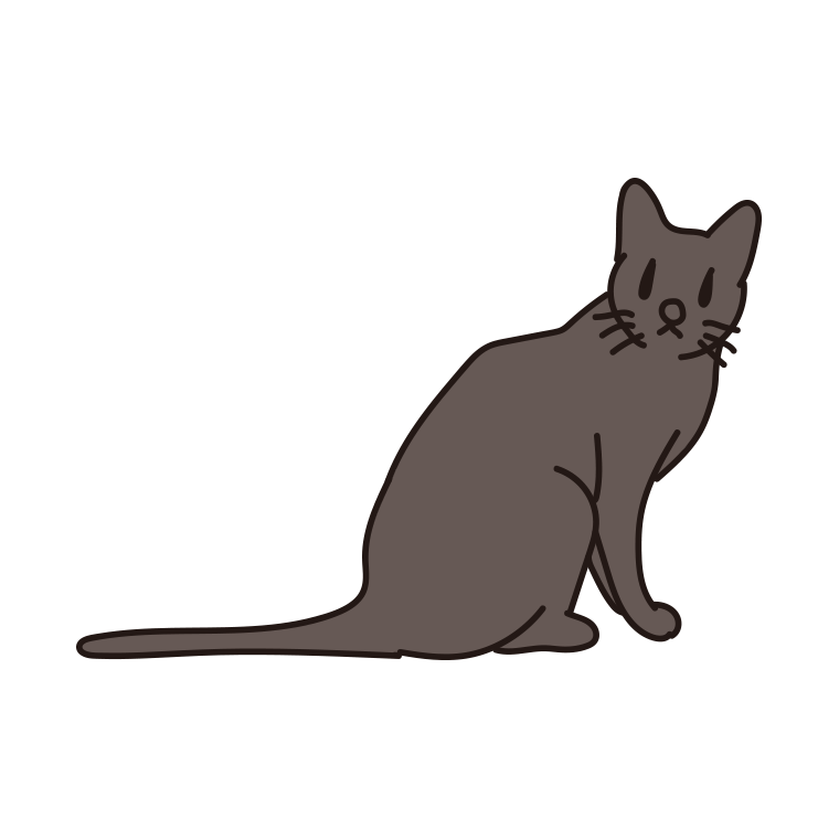 猫（コラット）のイラスト【色あり、背景なし】透過PNG