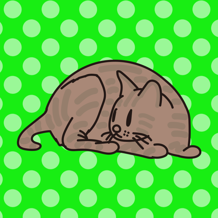 猫（ブランブル）のイラスト【色、背景あり】PNG