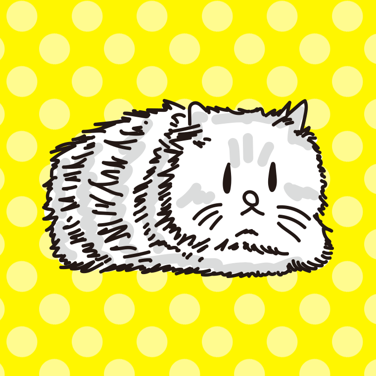猫（ペルシャ猫）のイラスト【色、背景あり】PNG