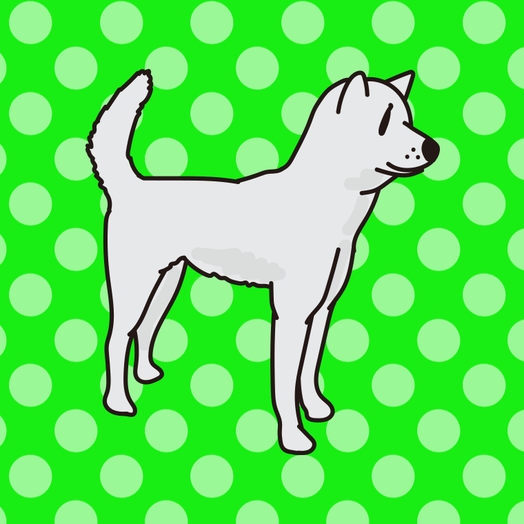 犬（紀州犬）のイラスト【色、背景あり】PNG