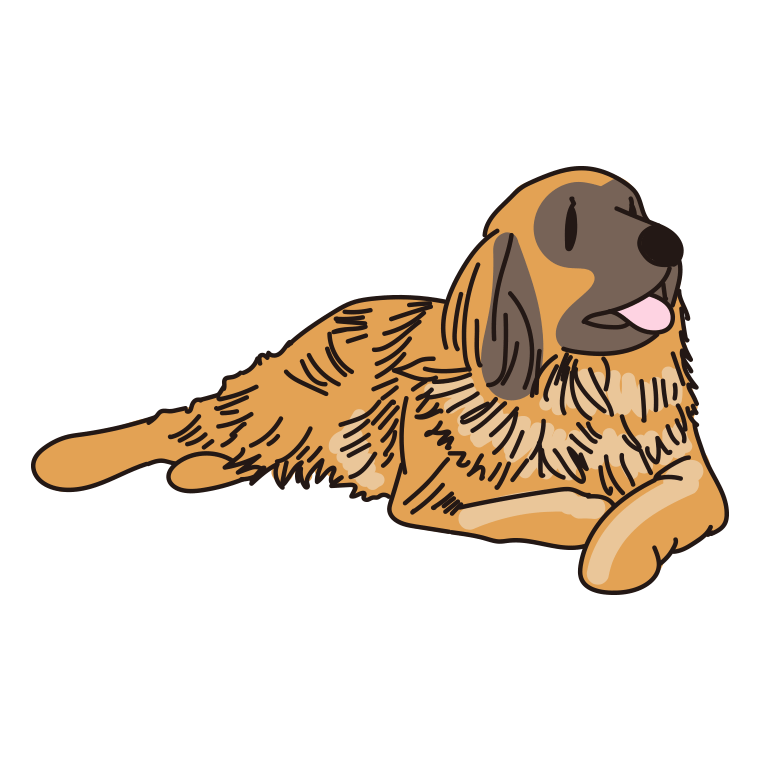 犬（レオンベルガー）のイラスト【色あり、背景なし】透過PNG