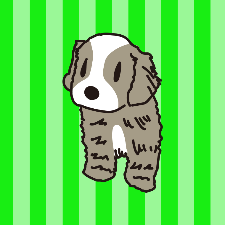 犬（キャバプー）のイラスト【色、背景あり】PNG