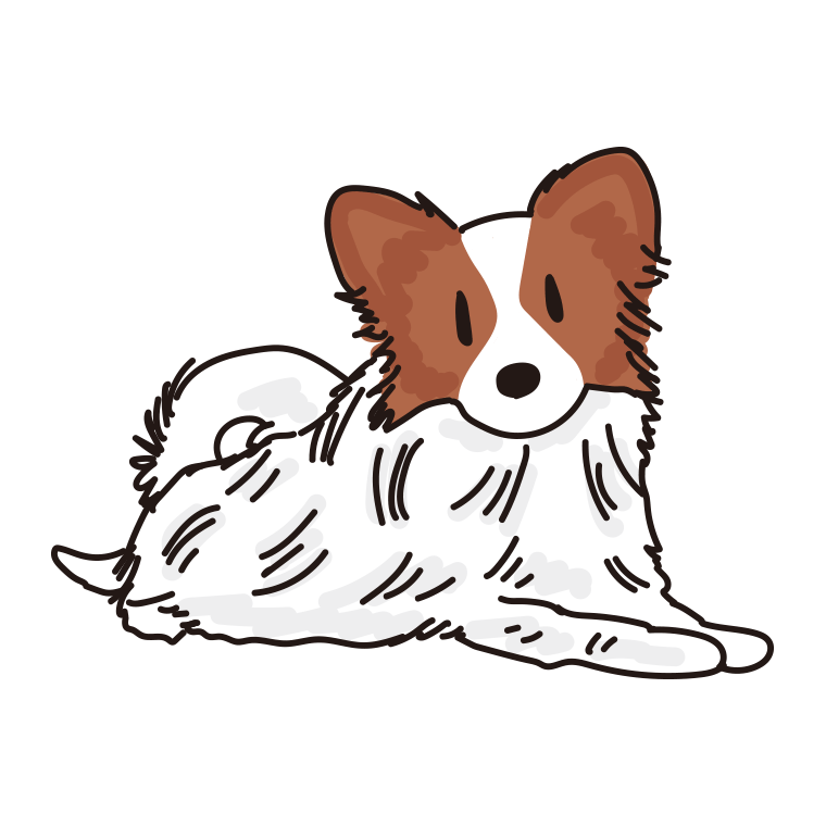 犬（パピヨン）のイラスト【色あり、背景なし】透過PNG