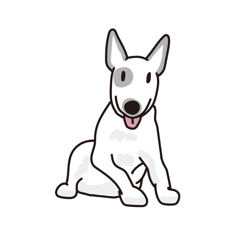 犬（ミニチュアブルテリア）のイラスト【色あり、背景なし】透過PNG