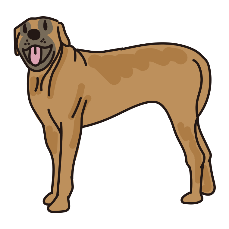 犬（土佐闘犬）のイラスト【色あり、背景なし】透過PNG