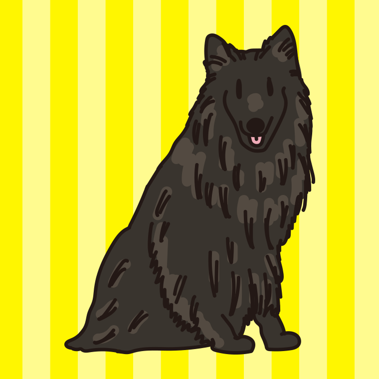犬（ベルジアングローネンダール）のイラスト【色、背景あり】PNG