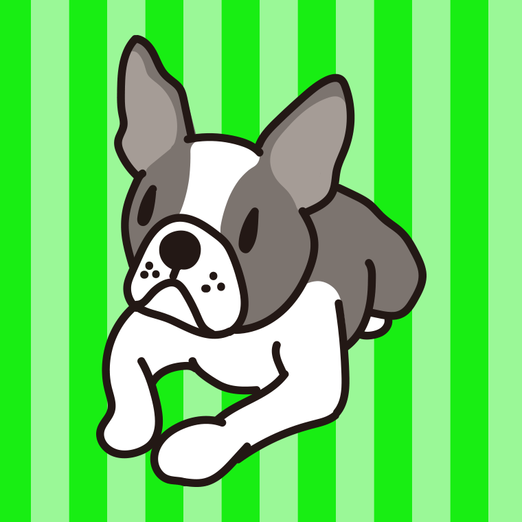 犬（ボストンテリア）のイラスト【色、背景あり】PNG