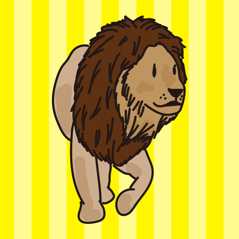 ライオンのイラスト【色、背景あり】PNG