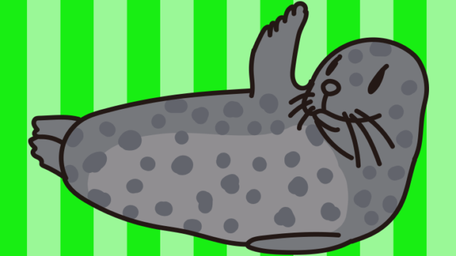 ゴマフアザラシのイラスト【色、背景あり】PNG