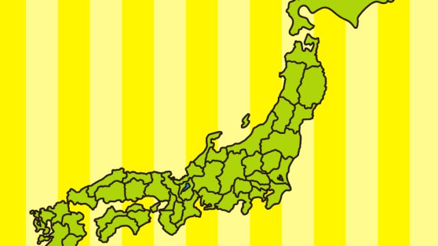 日本地図（簡略版）のイラスト【色、背景あり】PNG