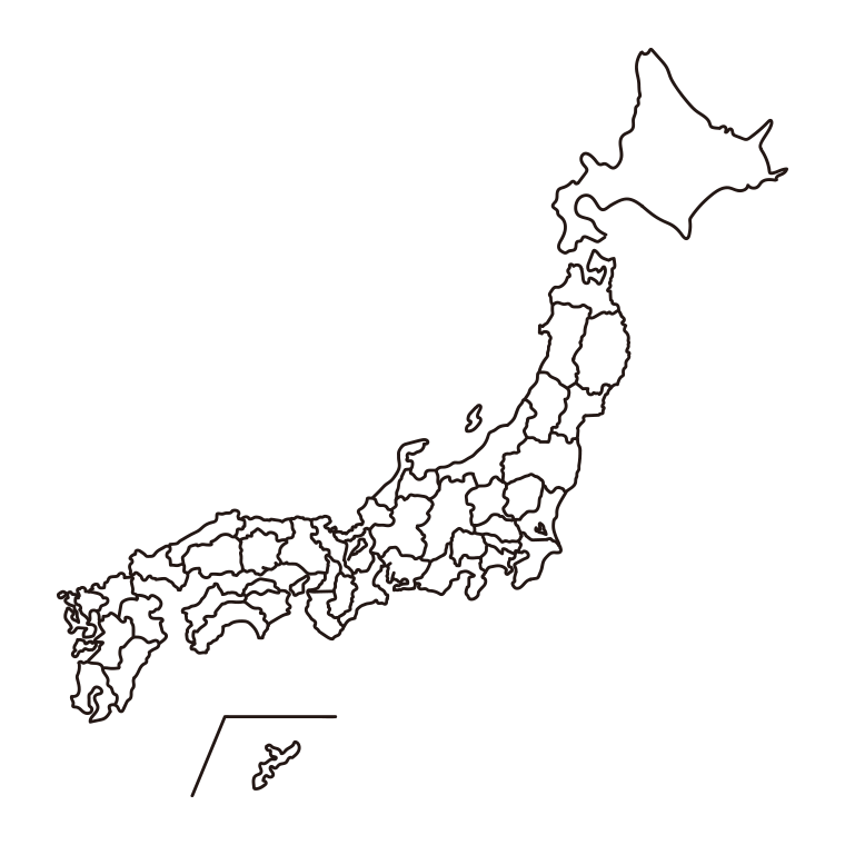 日本地図（簡略版）のイラスト【線のみ】透過PNG