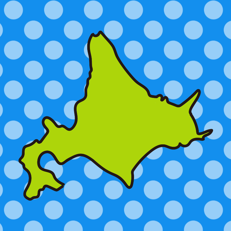 北海道の地図（簡略版）のイラスト【色、背景あり】PNG