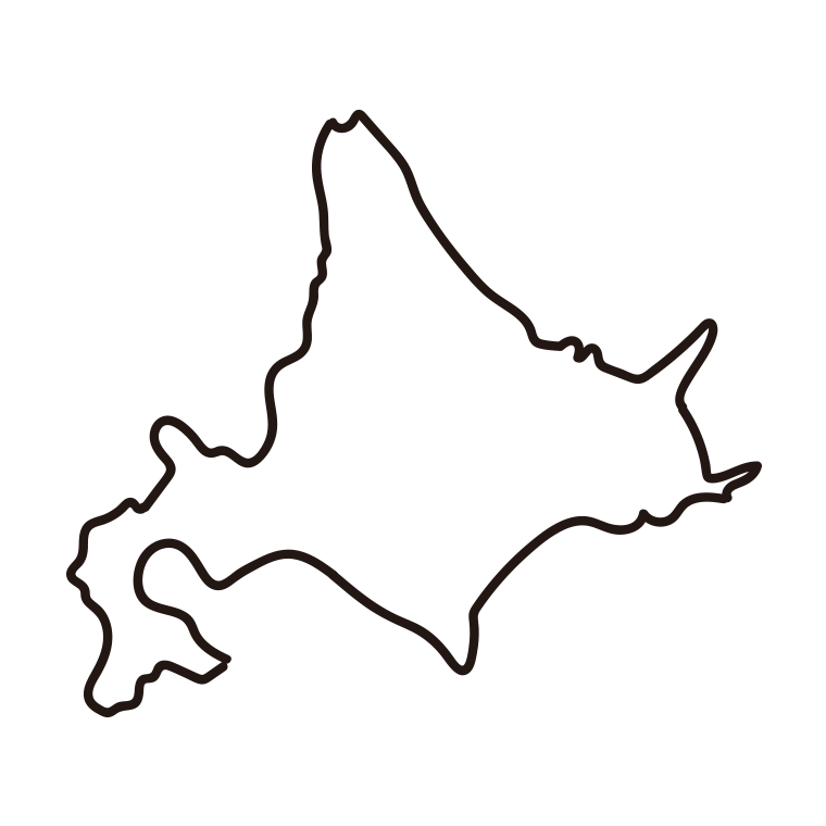 北海道の地図（簡略版）のイラスト【線のみ】透過PNG